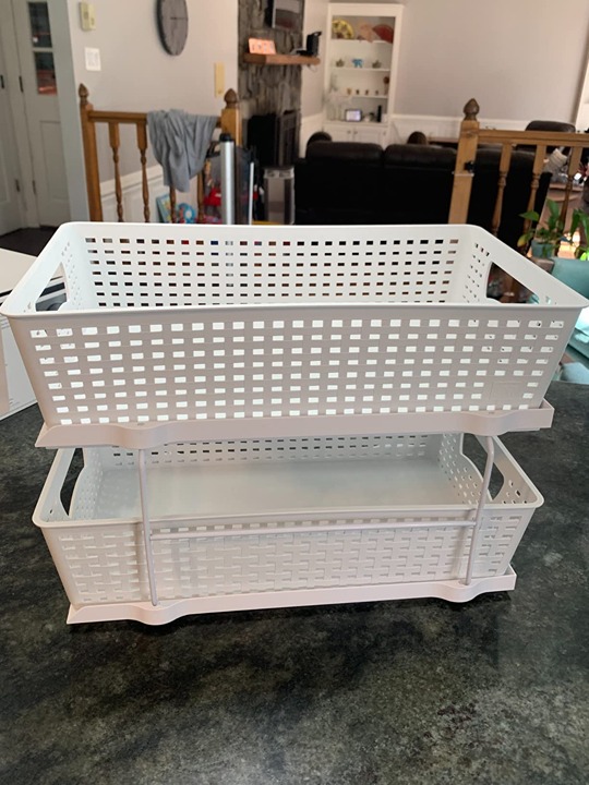 2 Tier Bathroom Organizer Tray Pull-Out Sliding Drawer/Under--Sink Storage