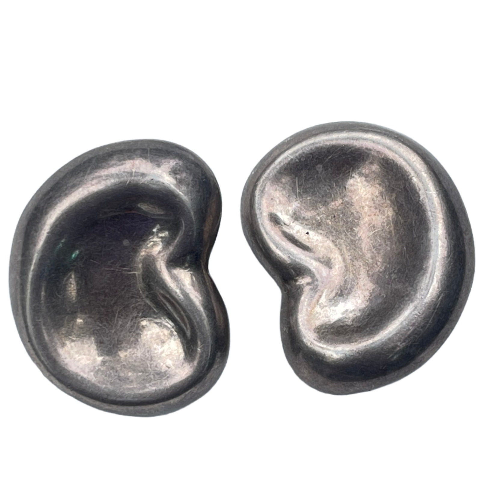 Vintage Modernist Sterling Silver Clip On Earrings - 29 grams