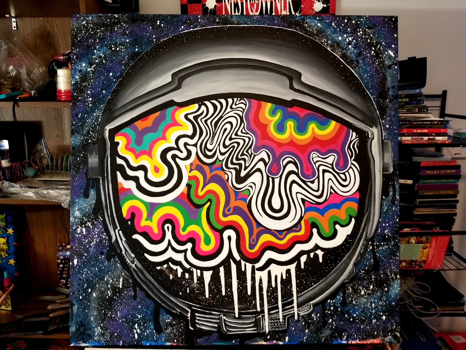 Astronaut psynaut 36inch by 36inch painting