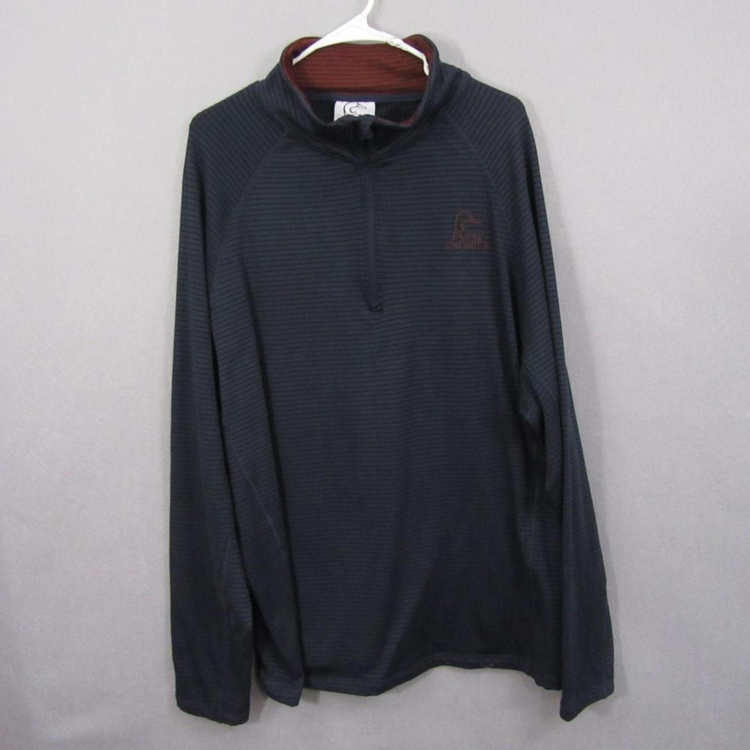 Ducks Unlimited Mens 1/4 Zip Sweatshirt 2XL Blue Striped Pullover Mock