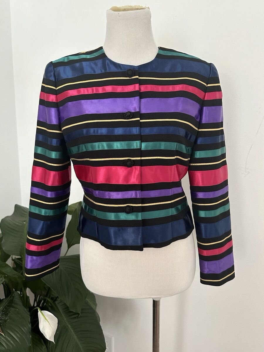 Talbots Petites Rainbow Ribbon Suit Jacket