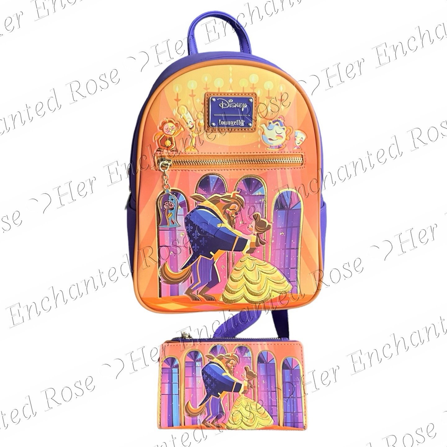 NEW Loungefly Beauty and the Beast Mini Backpack & Wallet