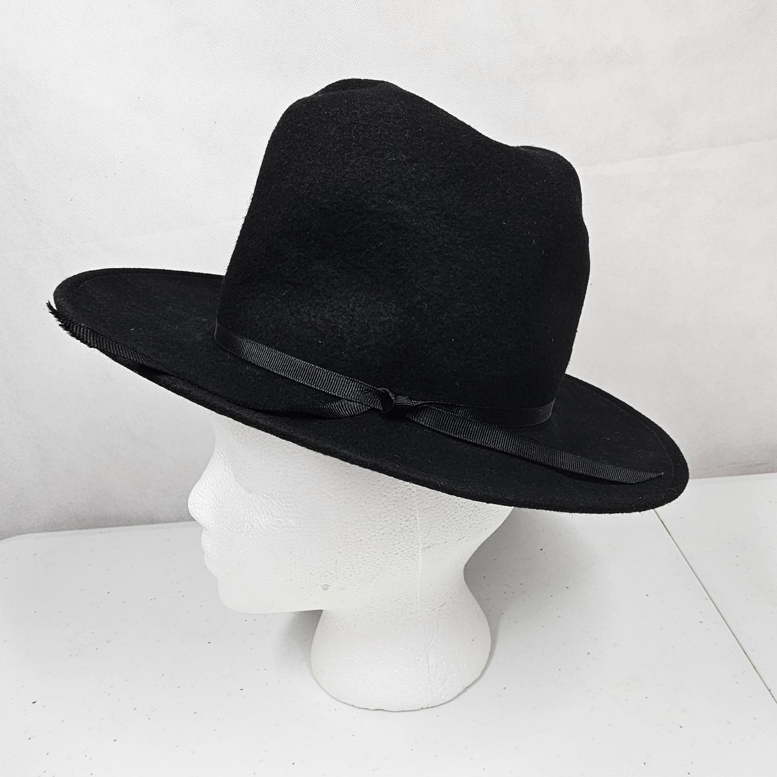 VTG Rockmount Ranch Wear Black 100% Wool Western Cowboy Cowgirl Hat SMALL