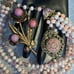 Vintage Jewelry Moonglow Flower Brooch White Angel Skin Coral Bead Necklace