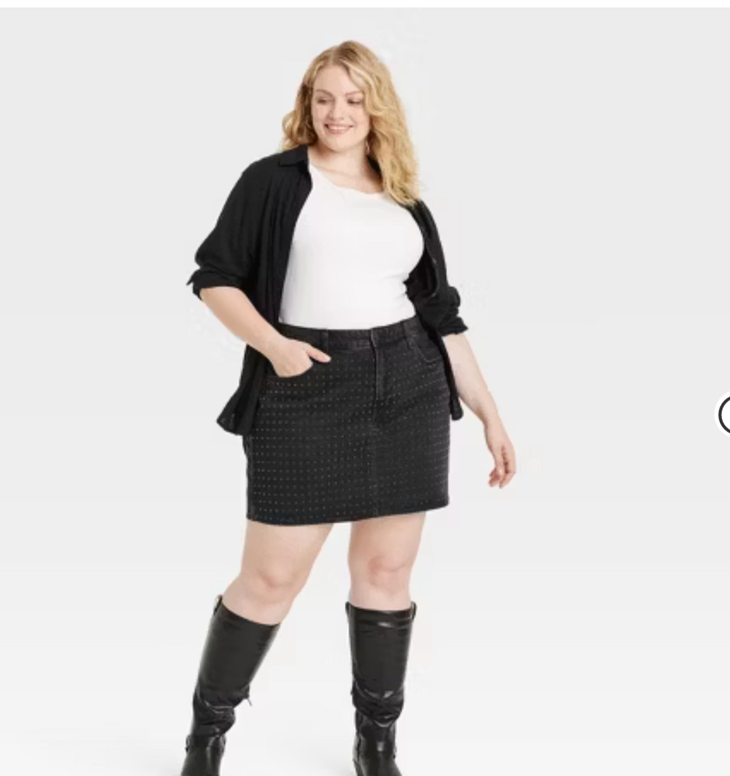 NWT Women's Embellished Denim Mini Skirt - Universal Thread Black 2xl (jn77)
