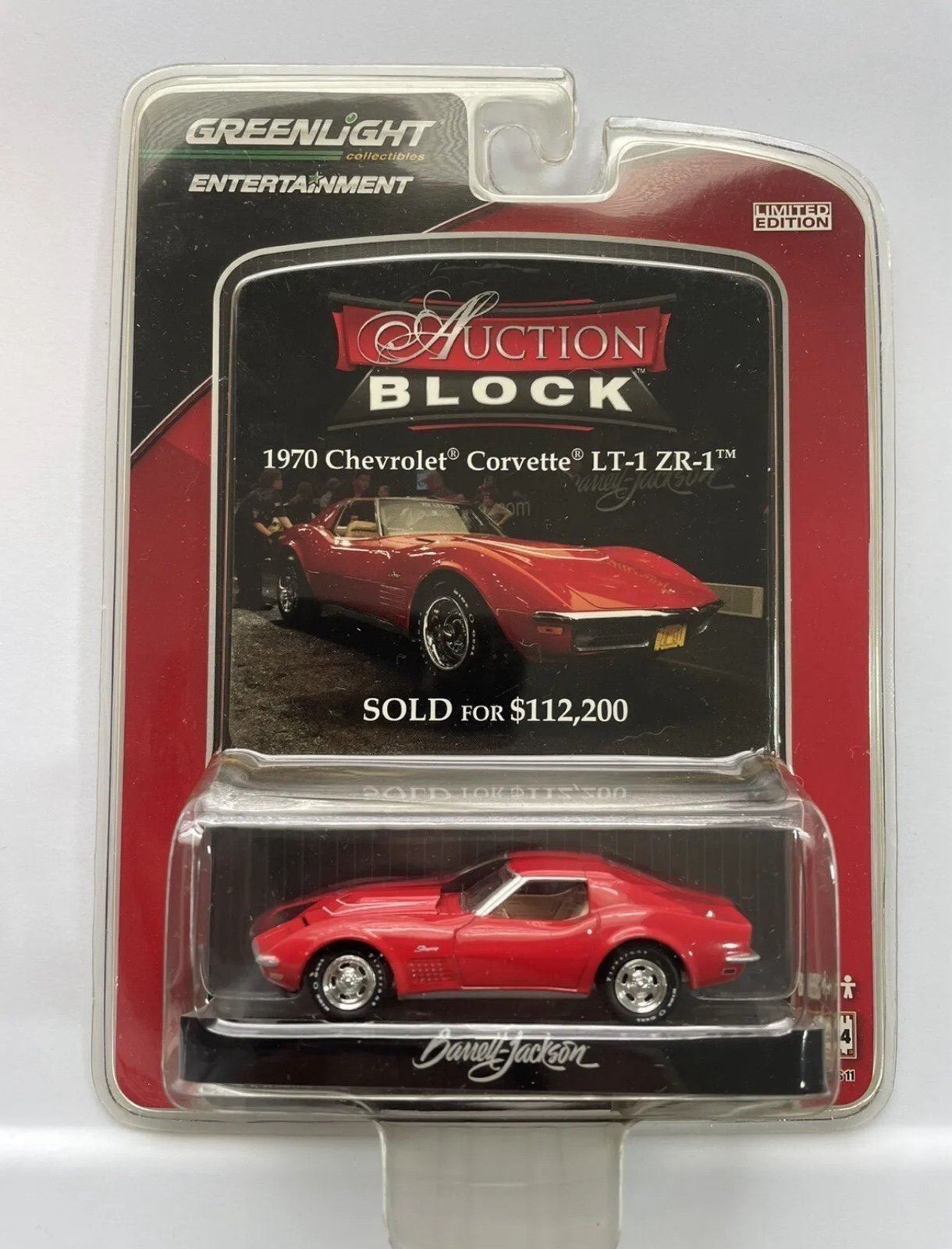 2009 Greenlight Barrett Jackson Auction Block 1970 Chevy Corvette LT-1 ZR-1 Red
