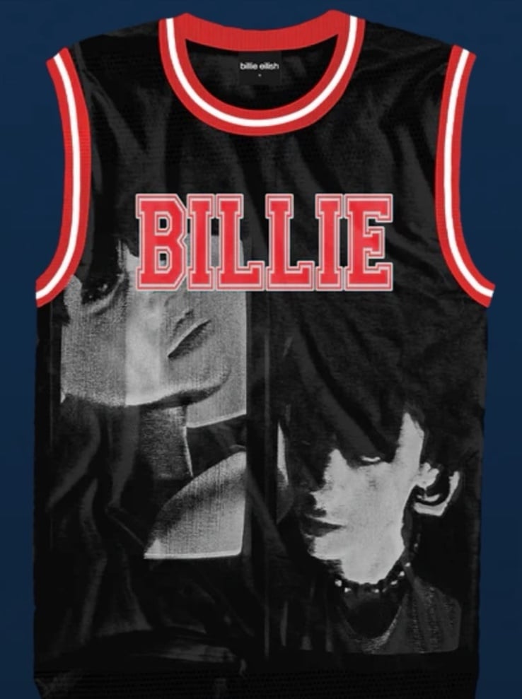 BILLIE EILISH RED BLACK JERSEY OFFICIAL SMALL NEW HIT ME
