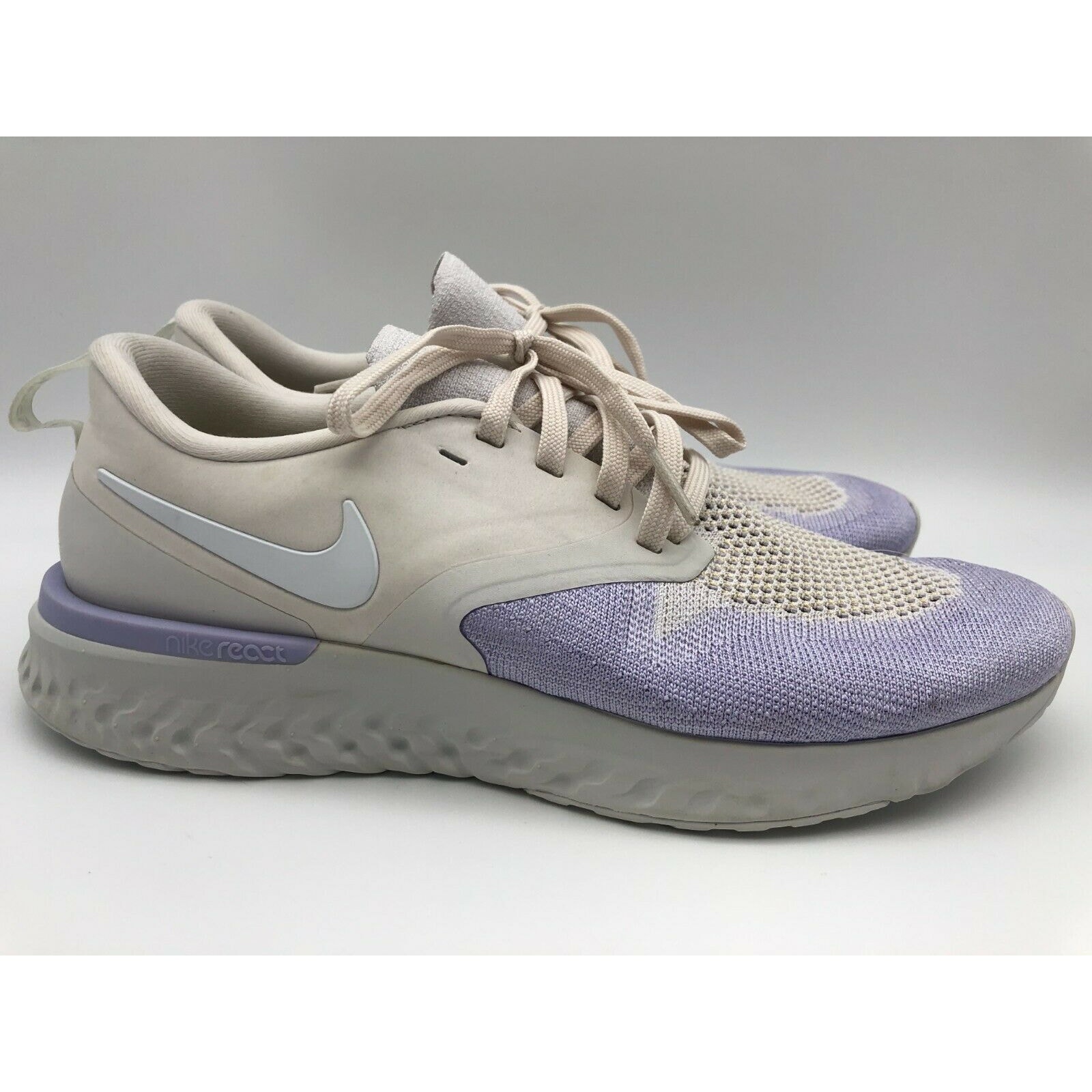 Nike Odyssey React 2 Flyknit Platinum Tint/Lavender Shoes AH1016-005 Wms Sz 9