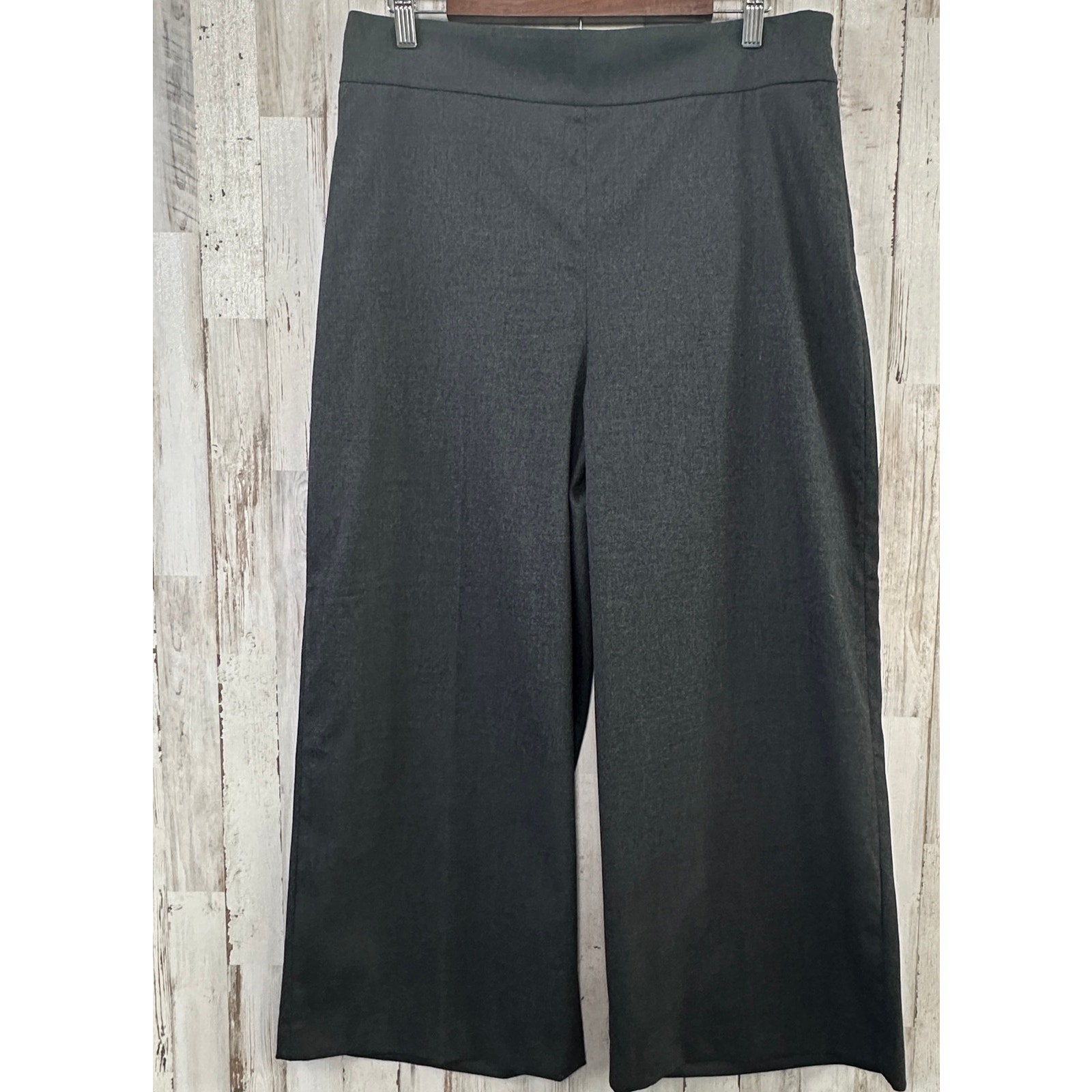 NWT Zara Wide Leg Pants XL Gray Side Zipper Cropped Minimalist Preppy Liteweight