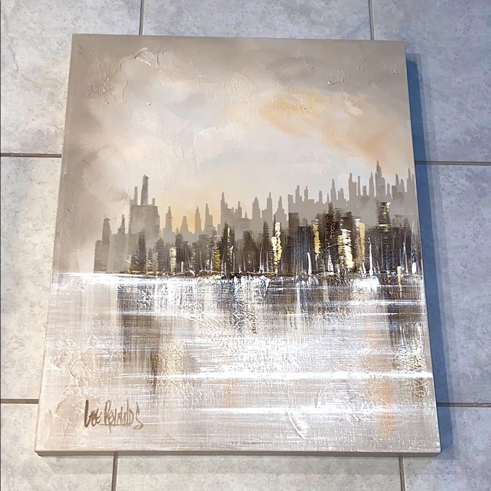 Vintage Lee Reynolds Signed Oil On Canvas Cityscape Painting Unframed 24" X 30"