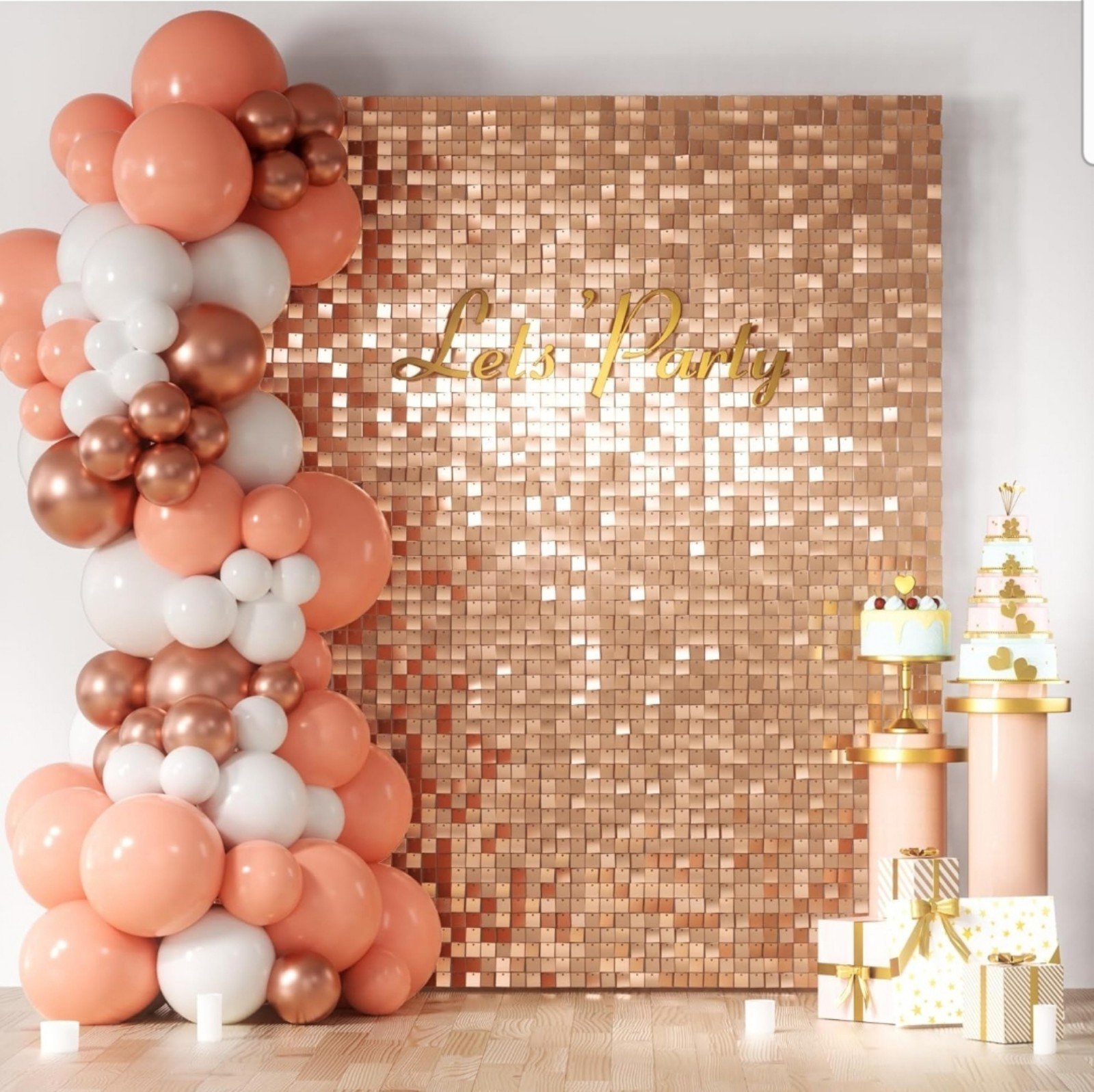 Rose Gold Shimmer Wall Backdrop 24PCS