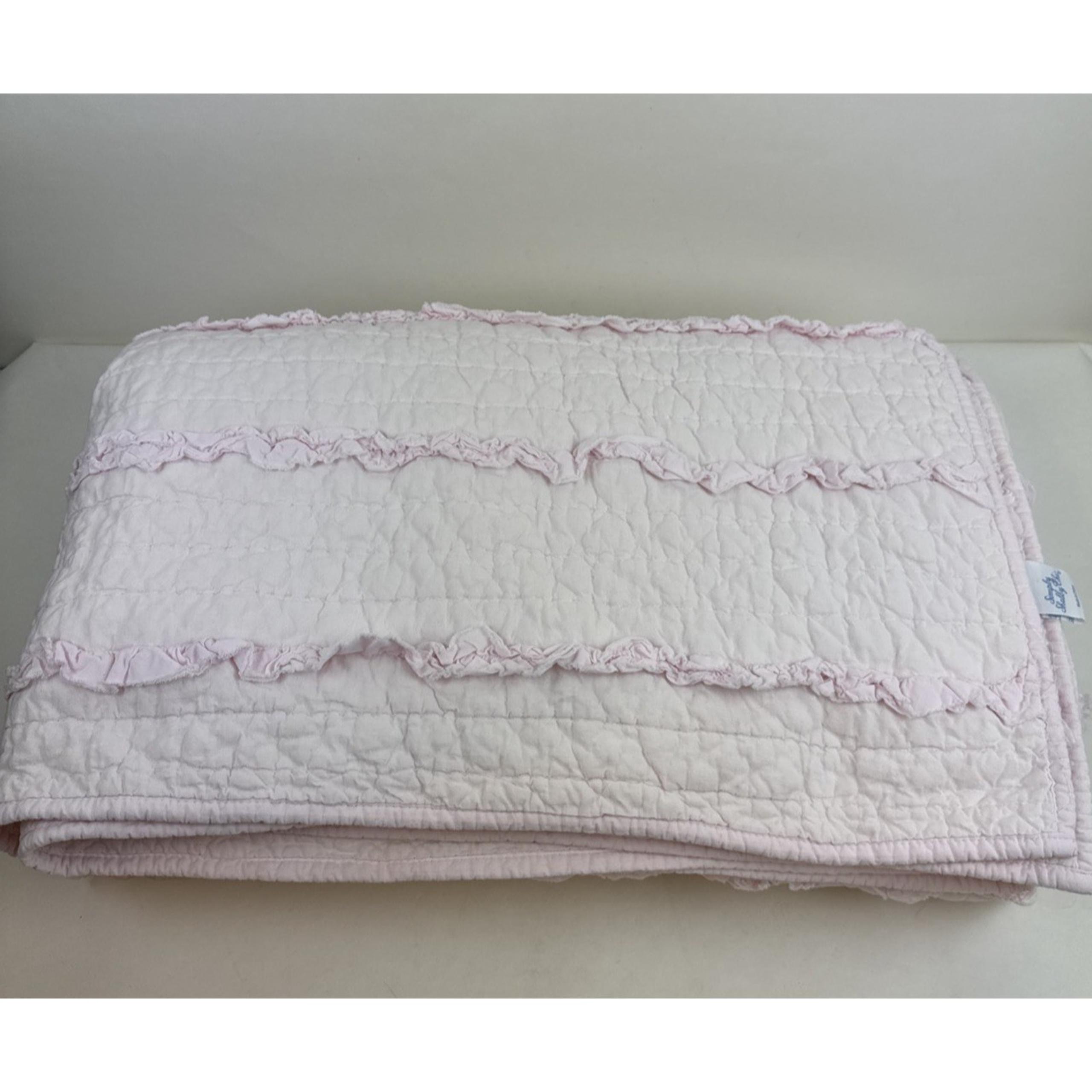 Simply Shabby Chic Raw Edge Pink Ruffled Quilt Comforter