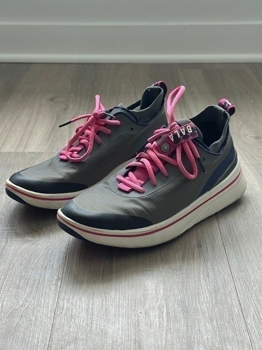 BALA Gray and Pink Sneakers with Vibrant Laces and Cushioned Sole Size 8