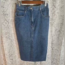 Vintage Saddlebred Jean Denim Long skirt 100% cotton deep pockets back slit sm