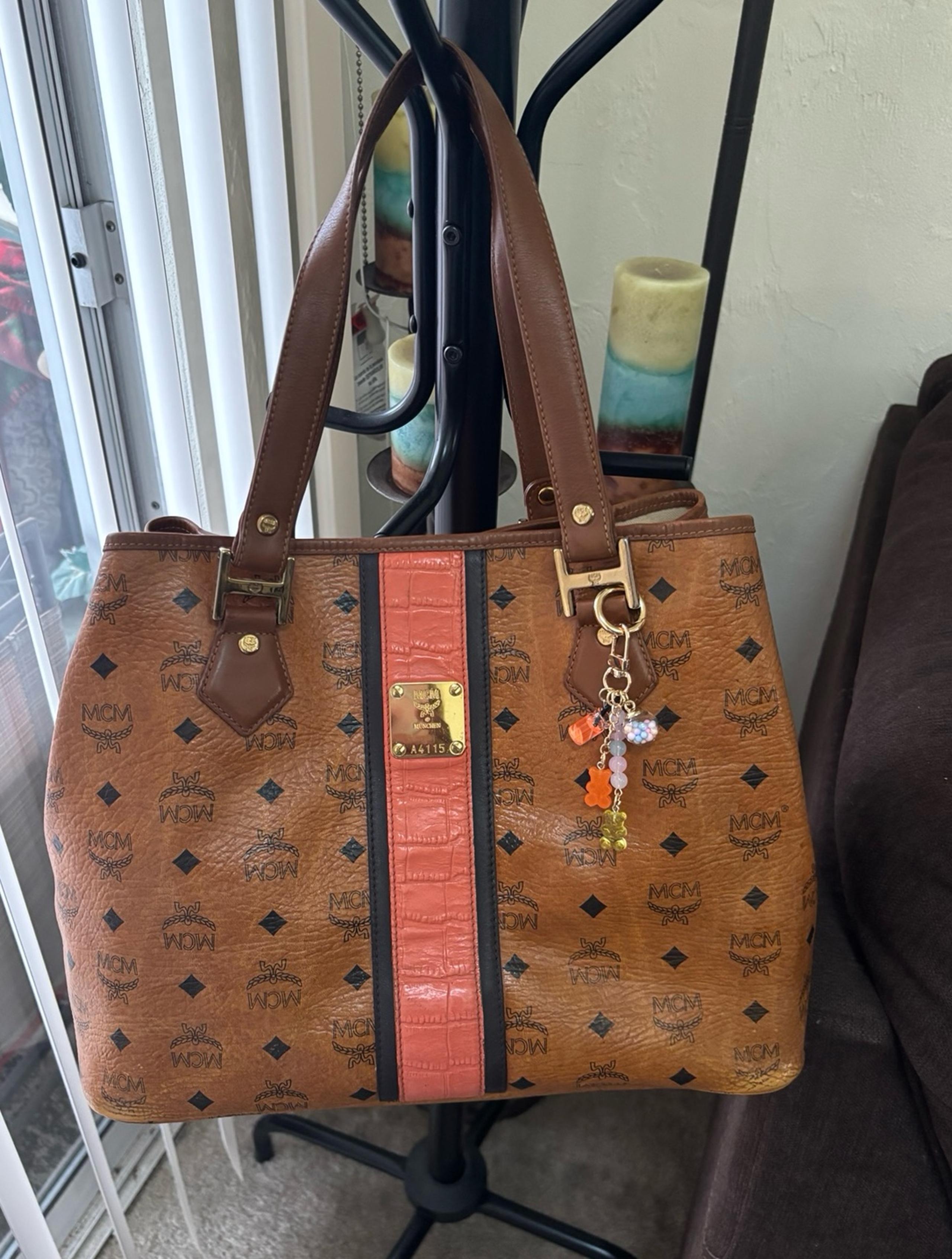 MCM  Leather Cognac Visetos Tote Shoulder Bag Made in Germany