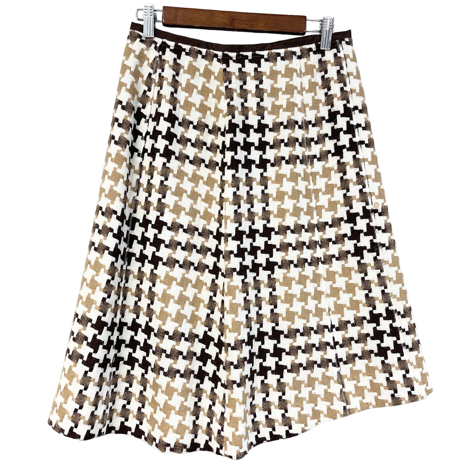 VTG 90s Perry Ellis Houndstooth Skirt Womens 4 Academia Schoolgirl Classic
