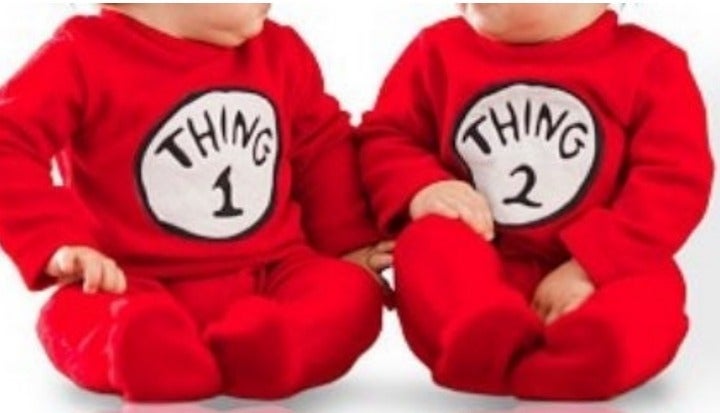Pottery Barn Dr. Seuss Thing 1 & 2 Romper Costumes sz 6-12M