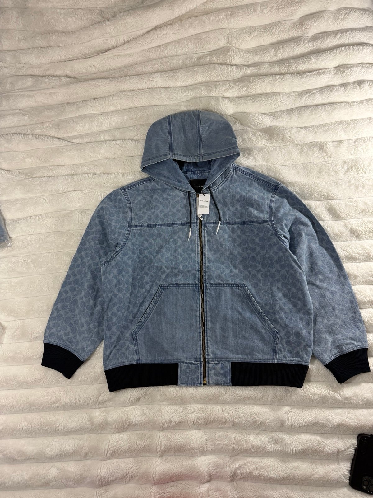 Coach Signature Denim Hooded Zip Up Jacket CF793 (XL)