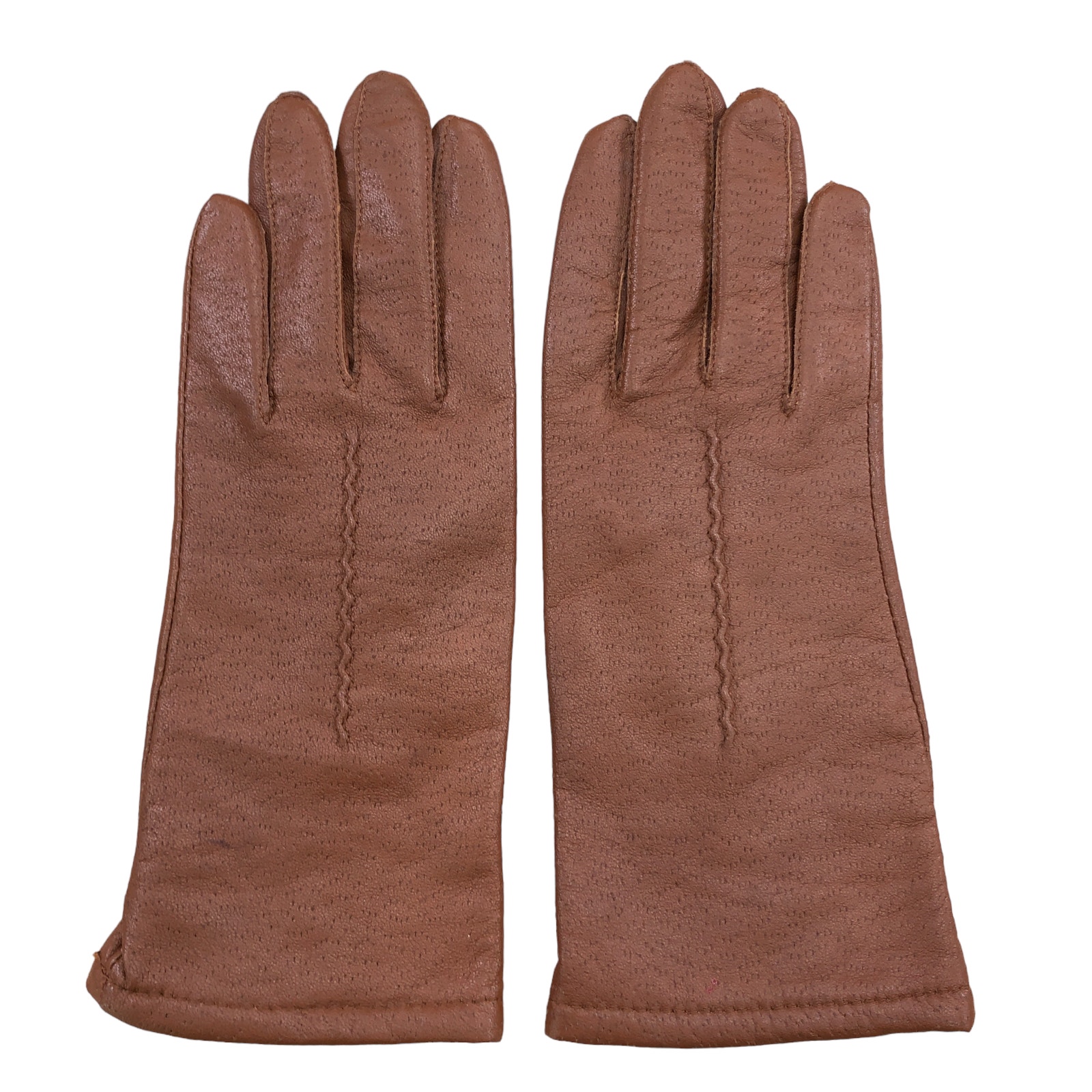 Fownes Womens Size 7 Gloves Brown Genuine Leather Acrylic Lined Vintage