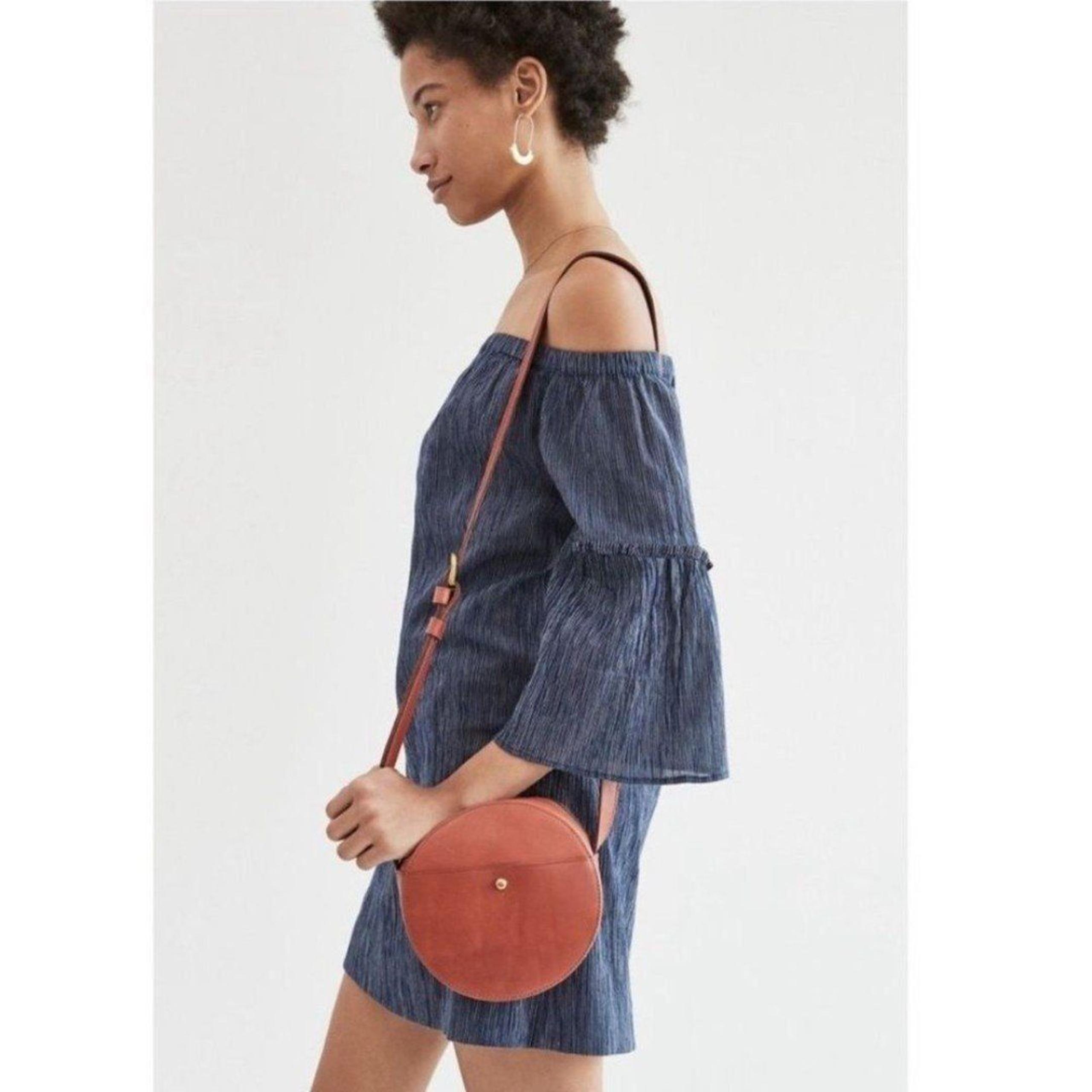 MADEWELL Off-the-Shoulder Bell Sleeves Navy Stripe Bohemian Dress Women's Size 8