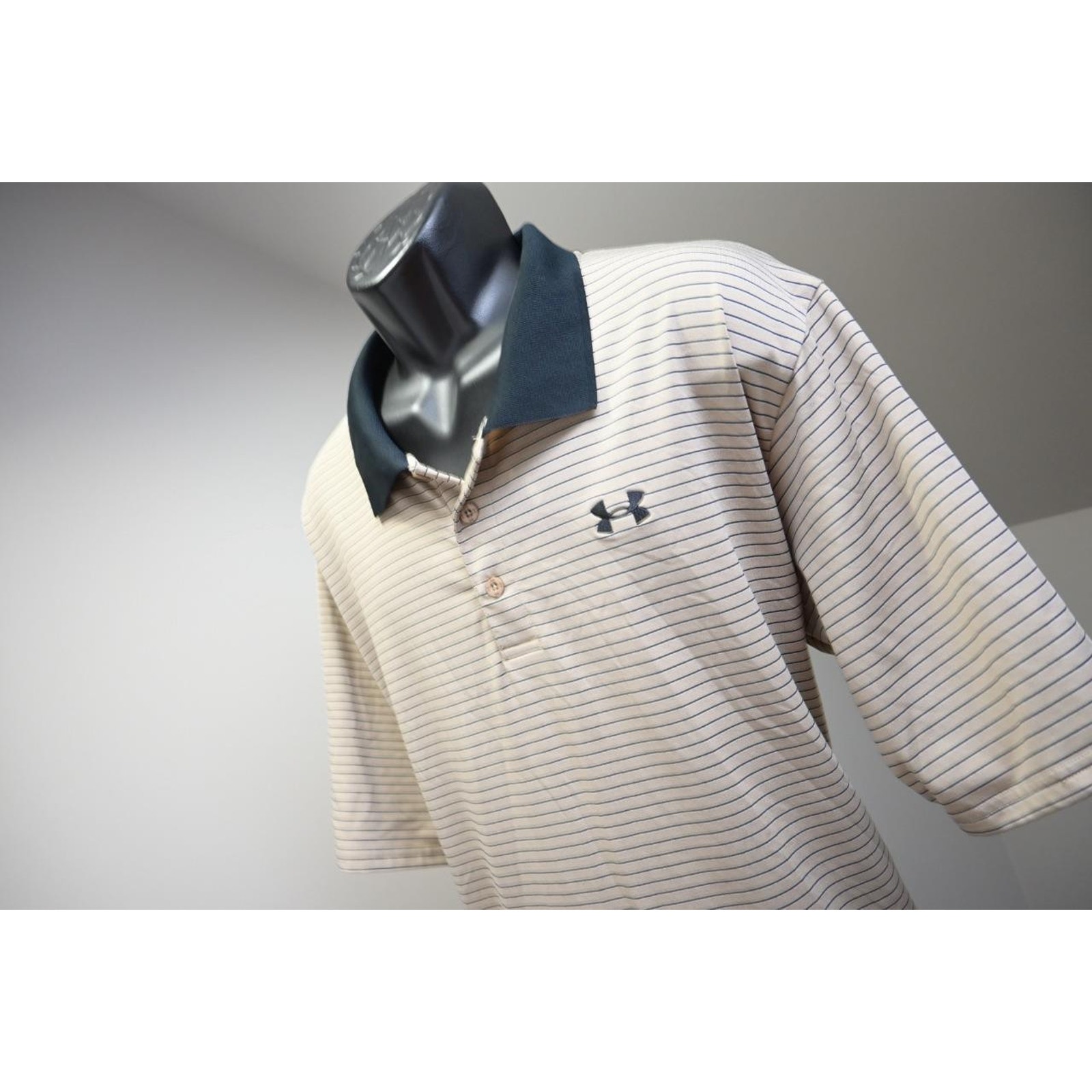 Under Armour Golf Polo HeatGear Loose Striped Golf Shirt Mens Size 2XL XXL
