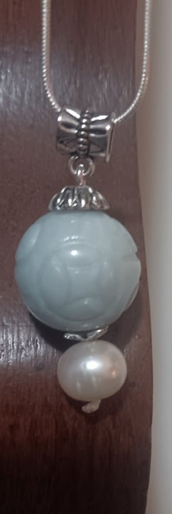 Rare Myanmar(Burma) Jadeite and cultured Pearl pendant