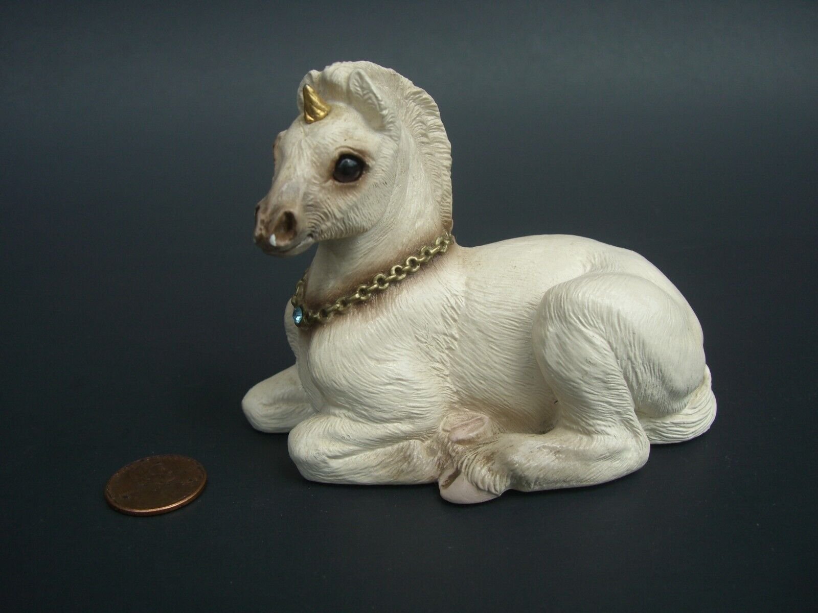 Windstone Edition Baby Unicorn Foal Lying Down Vintage Old White