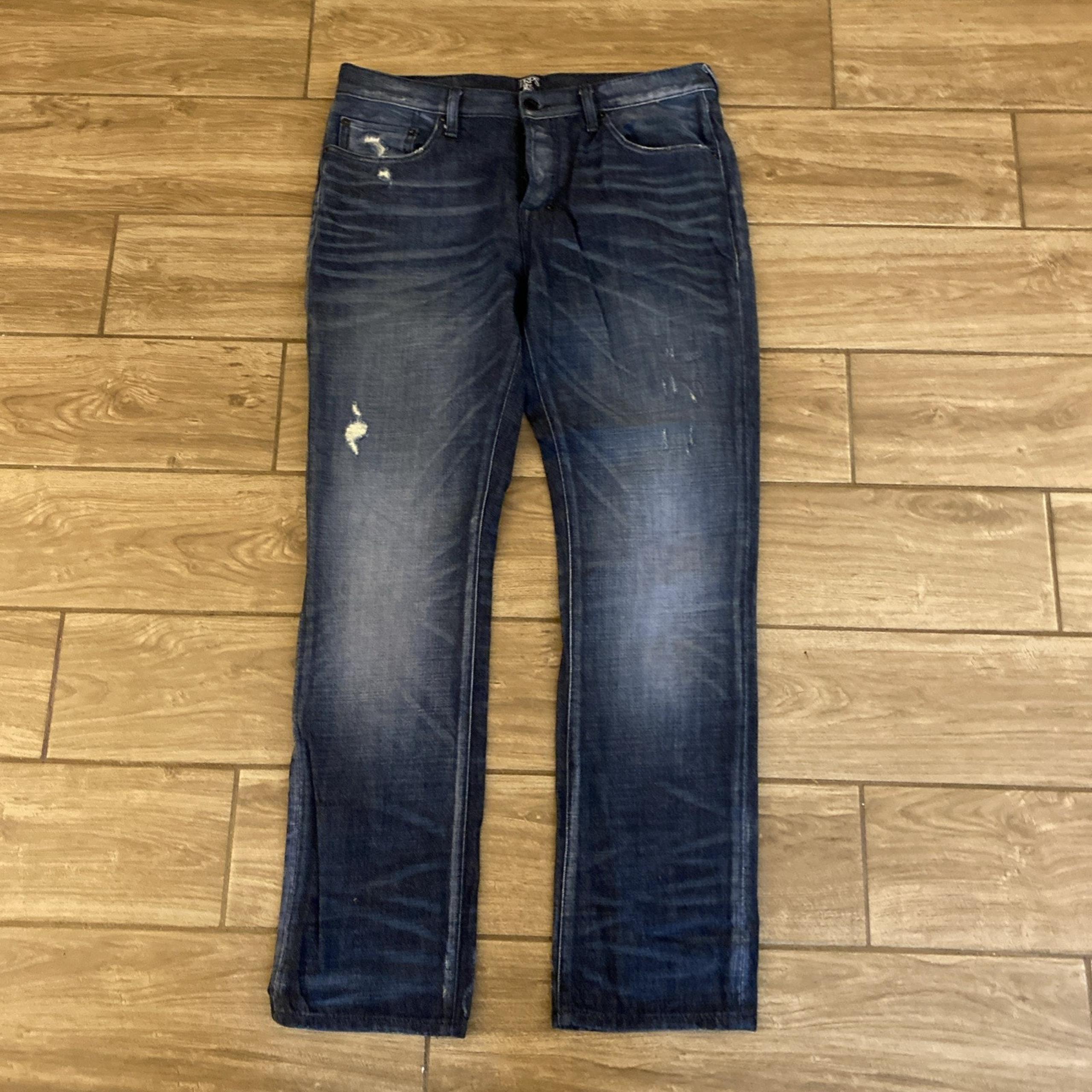 PRPS Blue Distressed Demon 5 Pocket Cotton Jeans Mens Size 32x32