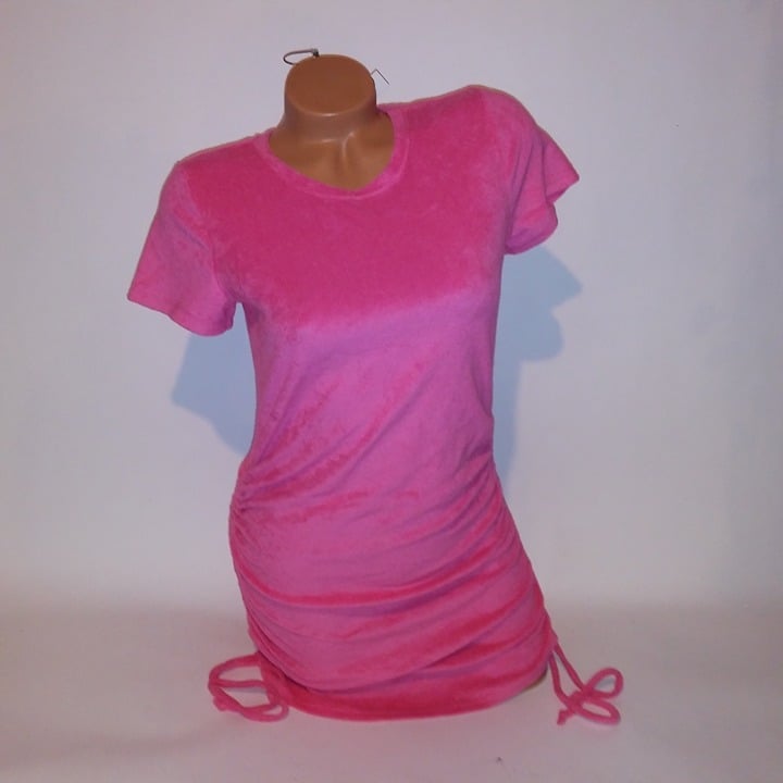 Victoria Secret PINK Mini Dress Pink Solid Terry Cloth Scrunch Tie Sides Small