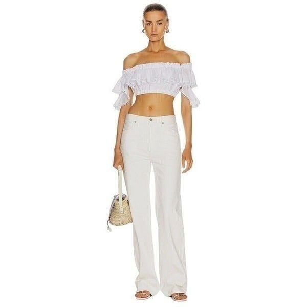 Charo Ruiz Ibiza Cata Top in White XSmall New Womens Cropped Blouse