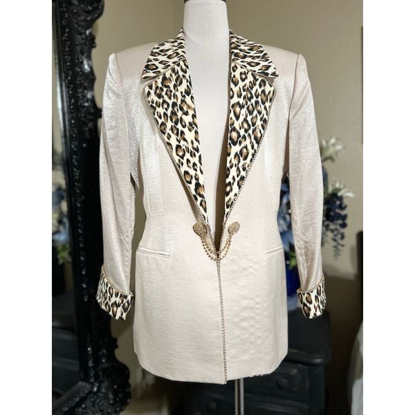 Solini New York Animal Print Rhinestone Jacket Size 12