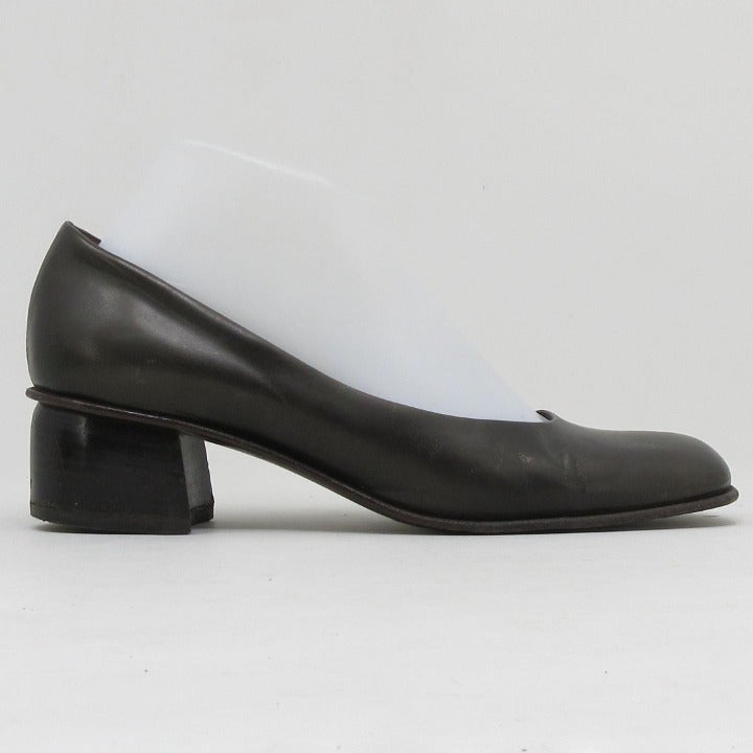 Joan & David Womens Brown Leather Pump Block Heels Slip On Square Toe Size 8.5 M