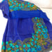 Vintage Traditional Russian Scarf 35 x 35 Royal Blue Floral