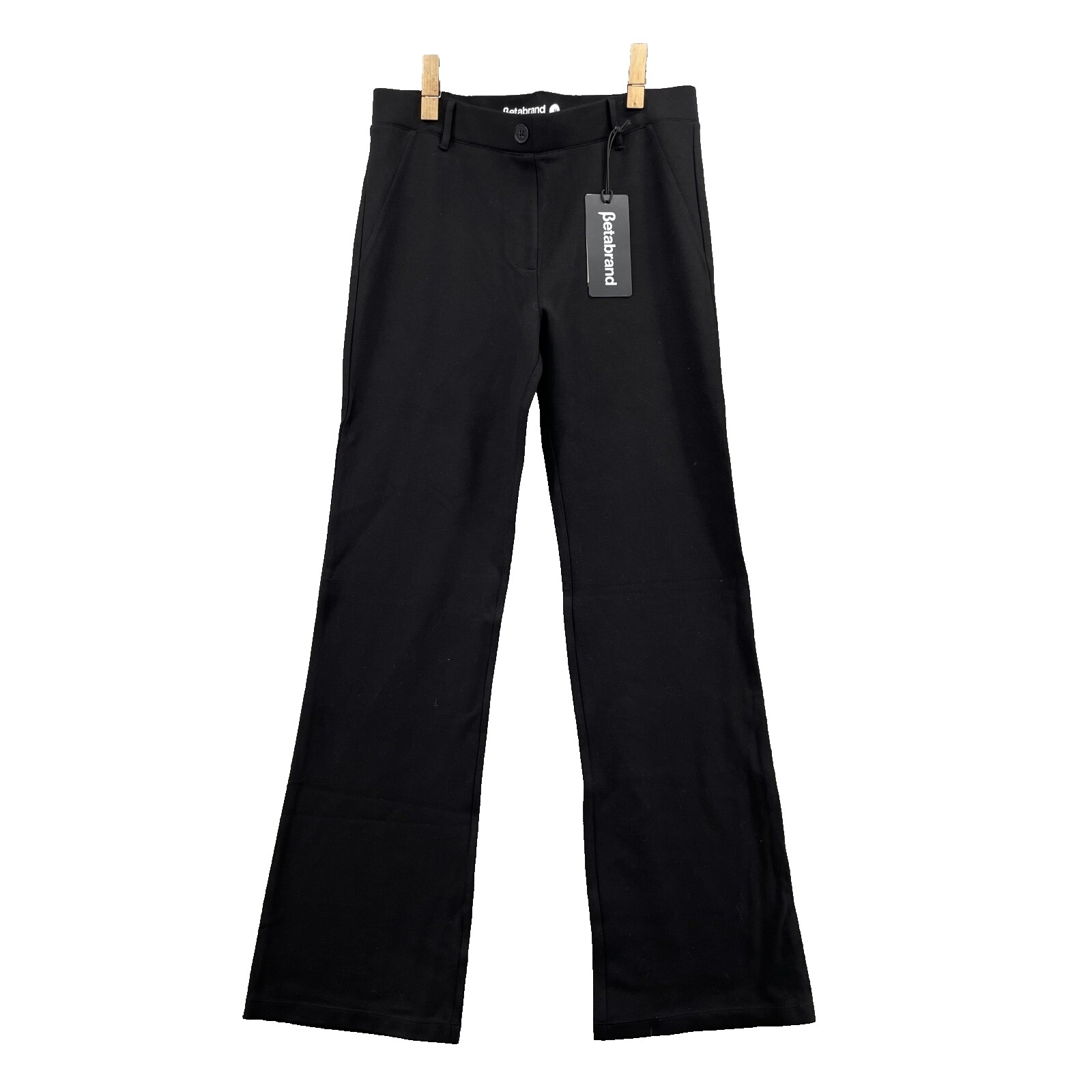 Betabrand Pants Women's Medium Black Long Black Flare Leg Yoga Office Academia