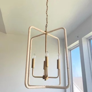 Rattan Lantern Ceiling Pendant Brass - Threshold™ designed with Studio McGee =]o