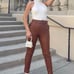 NWT Blondie Belted Faux Leather Pants - Chestnut L