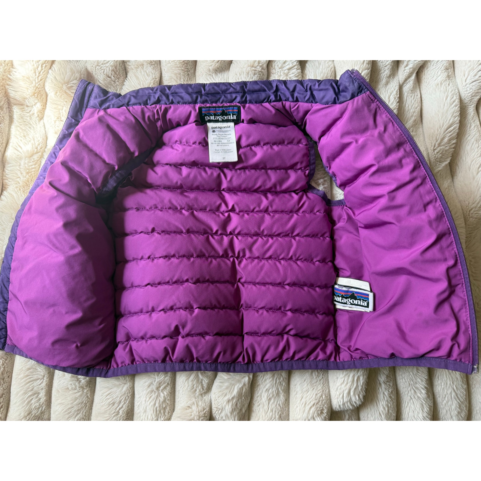 Patagonia Toddler Puffer Vest Purple Size 2T