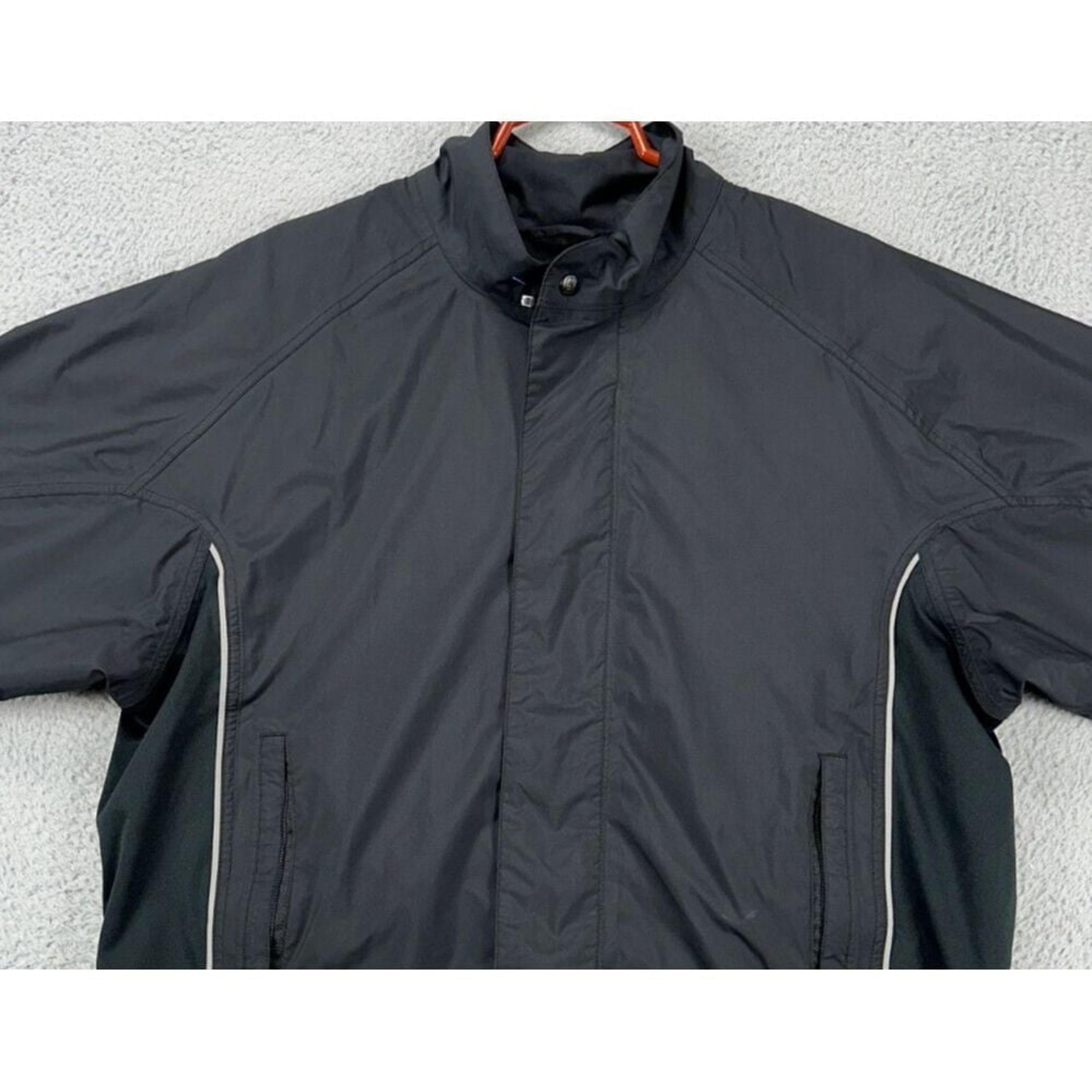 Dryjoys Footjoy Jacket Mens Medium Black Full Zip Windbreaker Pocket Long Sleeve