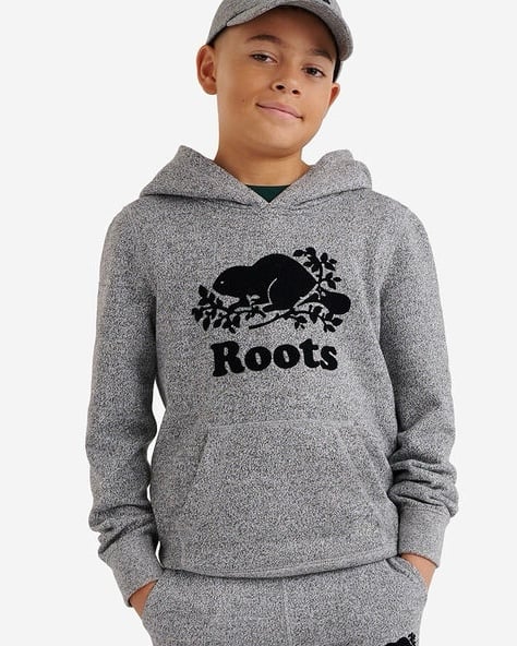 Roots Kids Organic Original Kanga Pullover Hoodie XXL 13-14 Grey Salt & Pepper