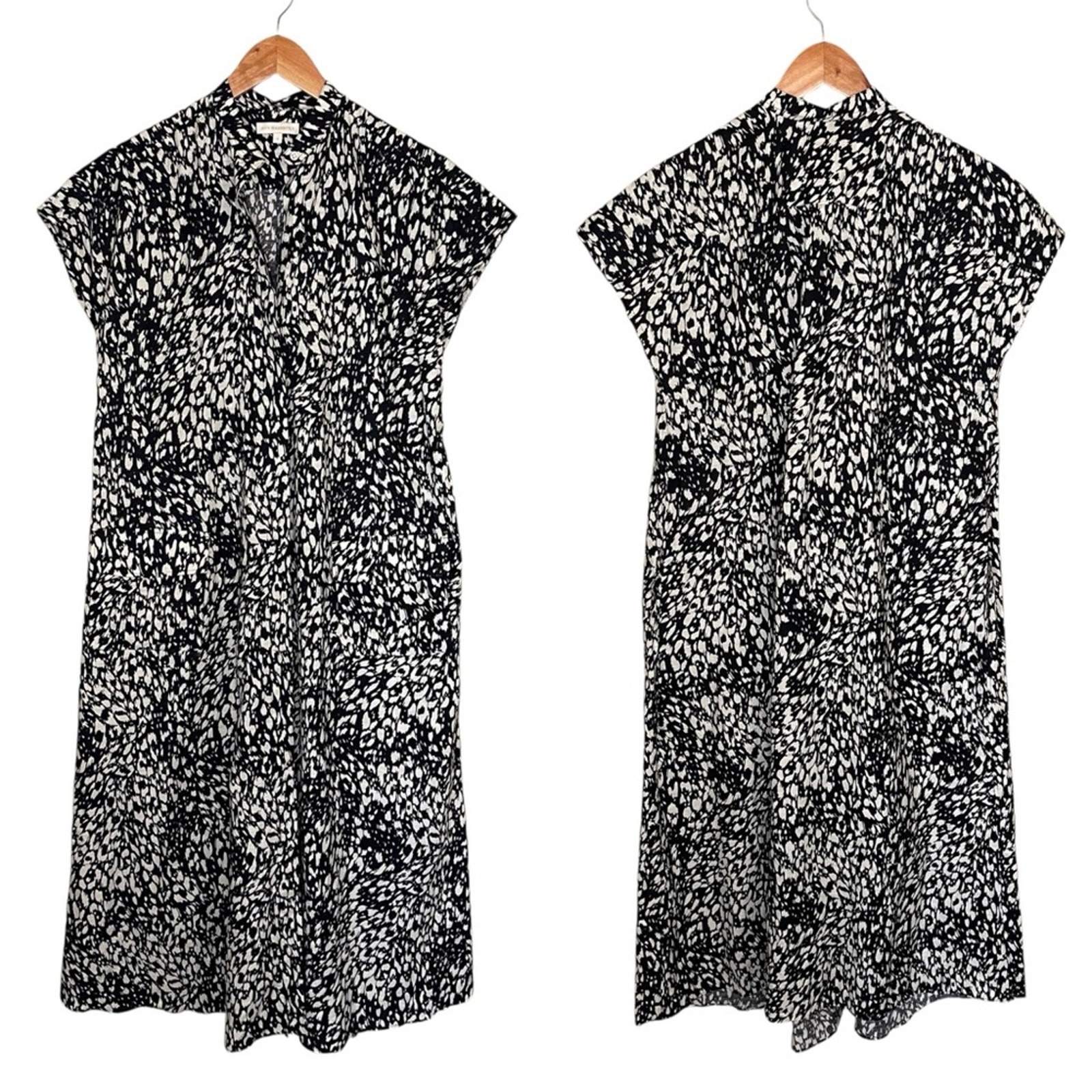 Ann Mashburn Gianna Maxi Shirtdress Linen Animal Print S