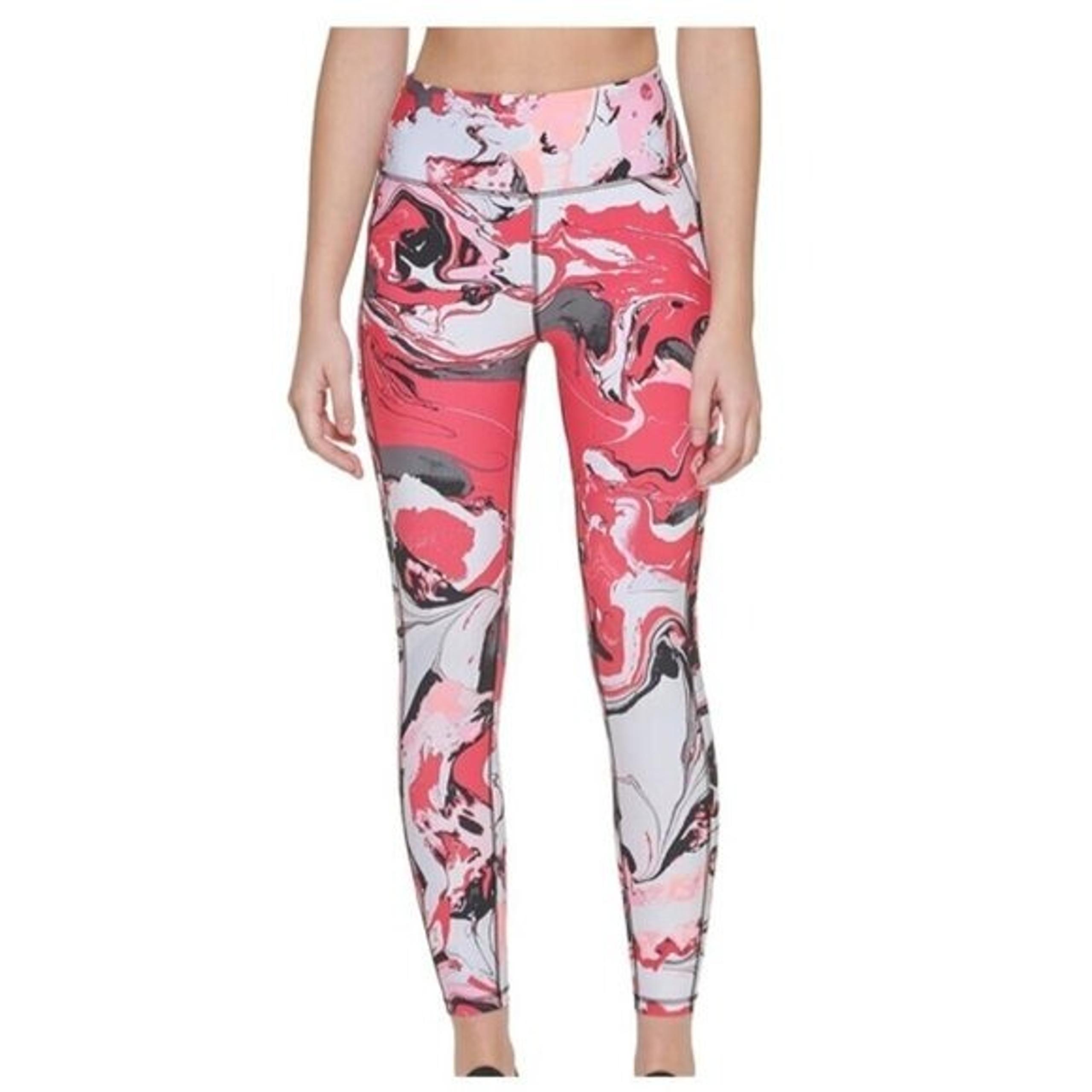 DKNY Women's Athletic Printed High Waist Performance Leggings XS in Fiery Pink