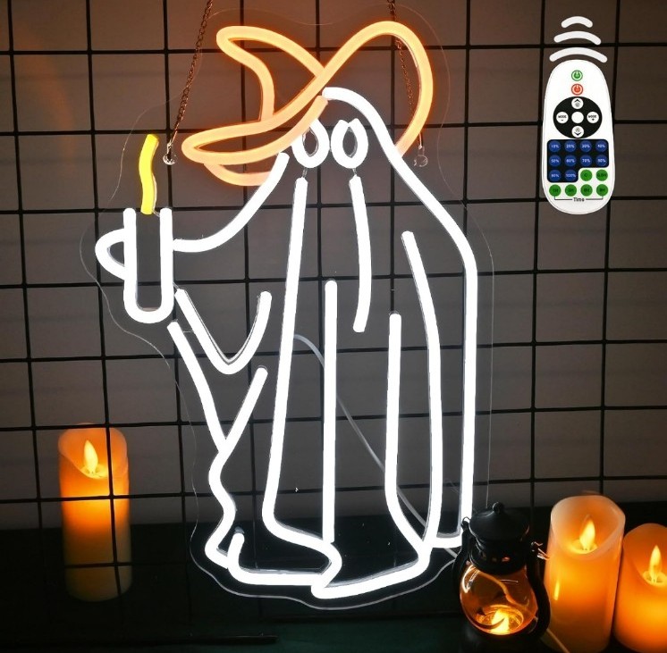 Ghost Neon Light Sign Wall Decor with Remote Control w Timer
