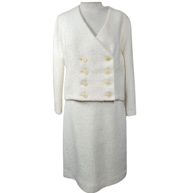 Vintage Cream Skirt and Blazer Jacket Suit Size 8