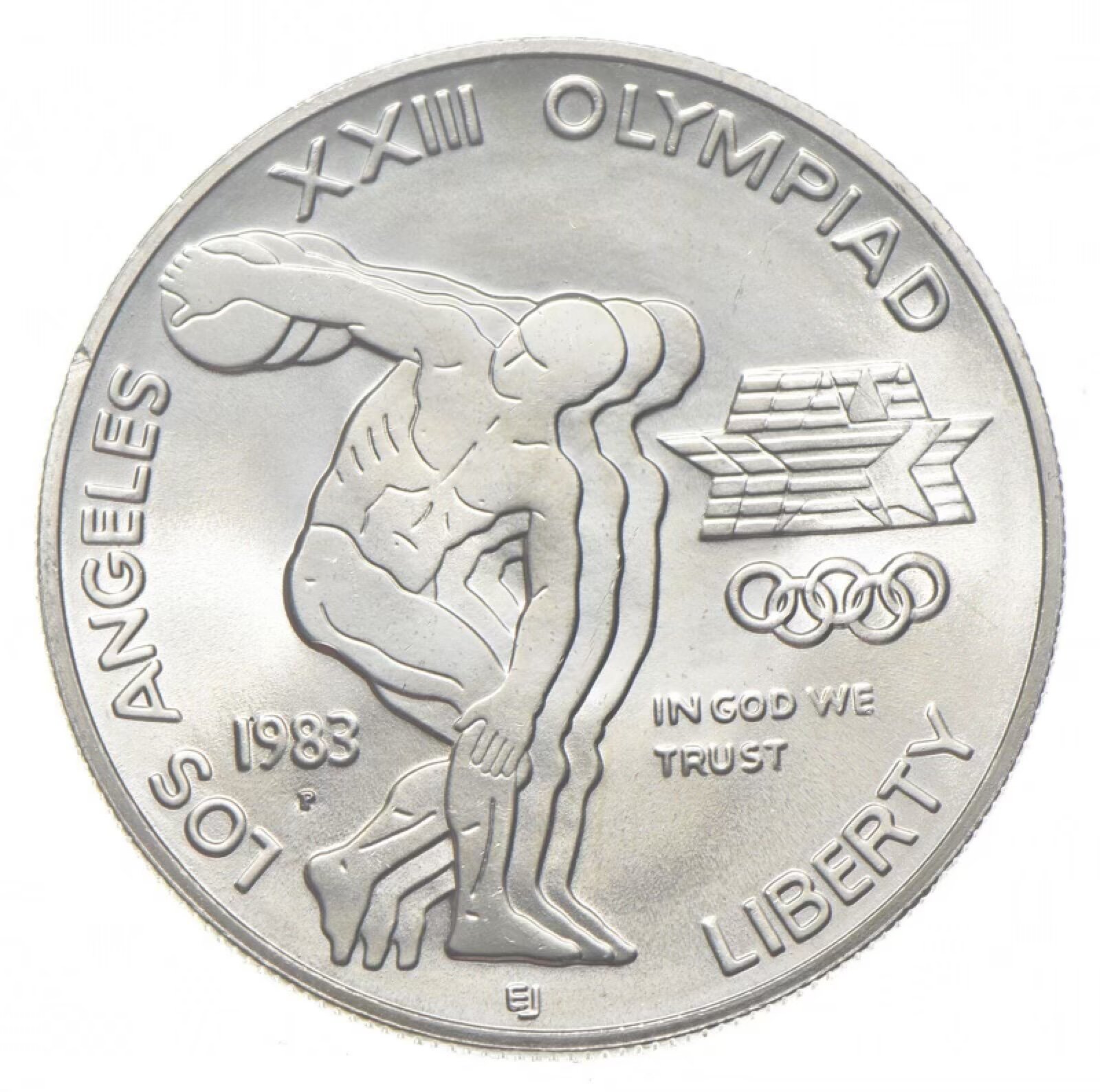 Collectible 1983 Unc Olympic Discus Commemorative Silver Dollar Coin