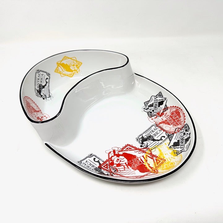 Authentic Disney Park Mickey Chip and Dip Platter with Mickey Stamps Theme Cute!