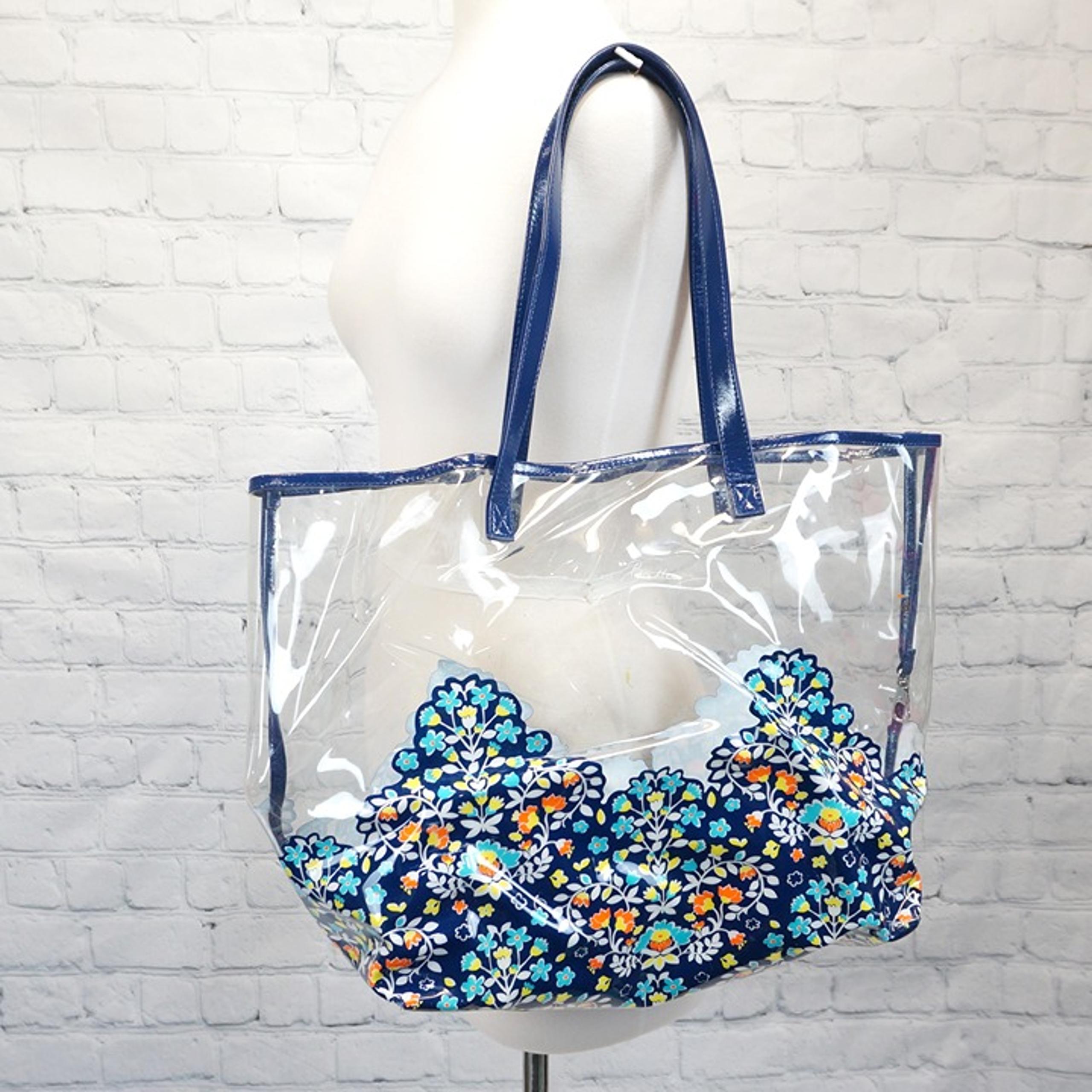 ❤️ vera bradley Chandelier Floral Clearly Colorful Navy Beach Tote