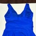 Yonique Royal Blue Stylish Ruched One Piece Swimdress Swimsuit Dress NWT Size L