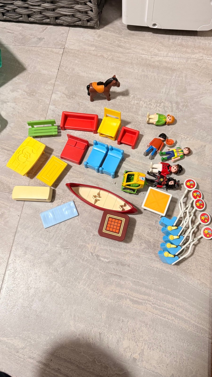 Vintage Playmobil Geobra Figures Hats Carousel Swings Misc Pieces Lot