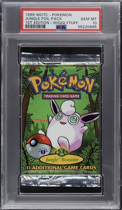 PSA 10 GEM MINT 1999 WOTC POKEMON JUNGLE BOOSTER PACK WIGGLYTUFF 1st EDITION