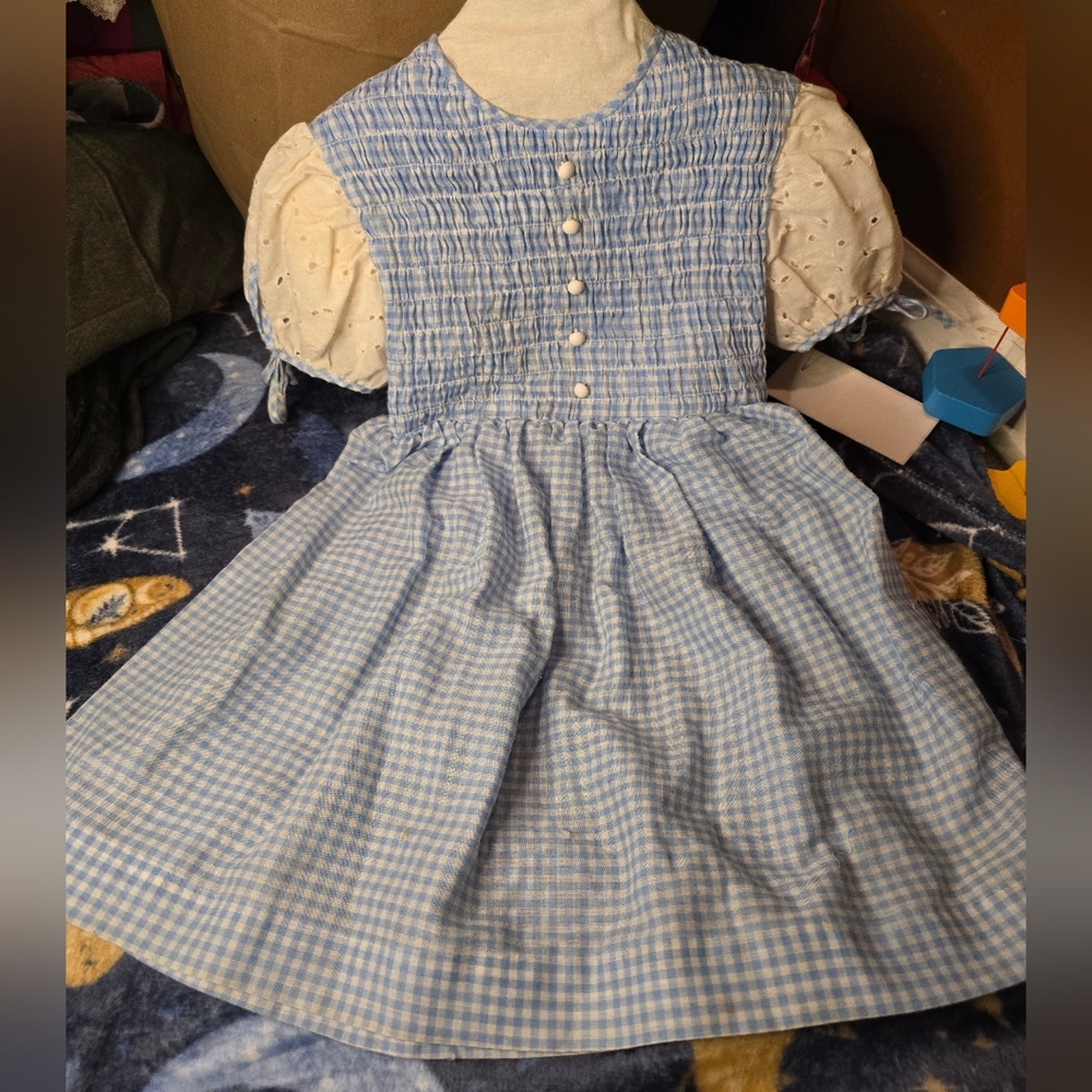 Vintage 1960's Cinderella Stop The Press Blue Plaid Dress, Size 6 (Child)